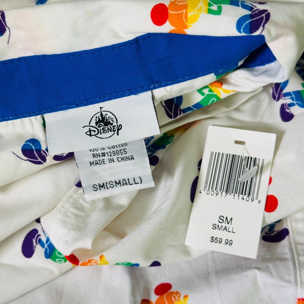 Mickey Mouse Shirt Mens Small Rainbow Pride Button Up Disney Parks World NEW S - Picture 3 of 9